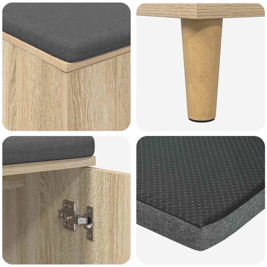 Banc d'entrée avec coussin Chêne Sonoma 60 x 38 x 46 cm - 9