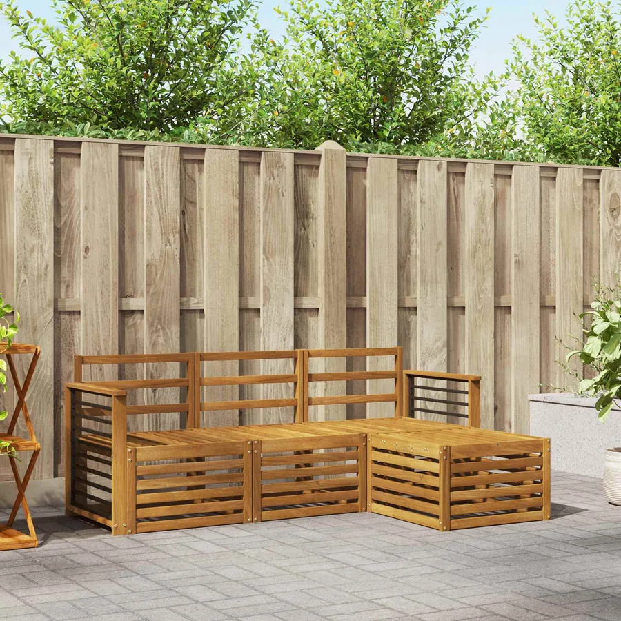 Ensembles de canapés 4 pcs Naturel Bois d'Acacia Massif