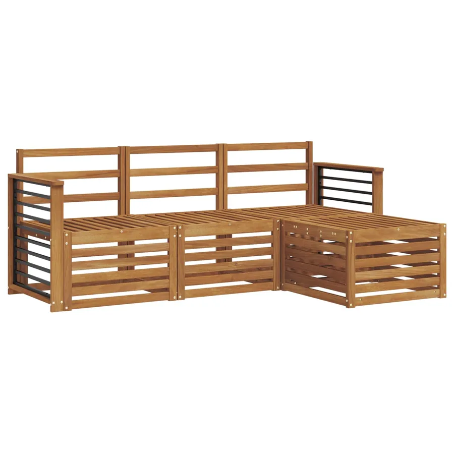 Ensembles de canapés 4 pcs Naturel Bois d'Acacia Massif - 2