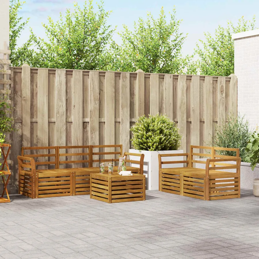 Ensembles de canapés 6 pcs Naturel Bois d'Acacia Massif