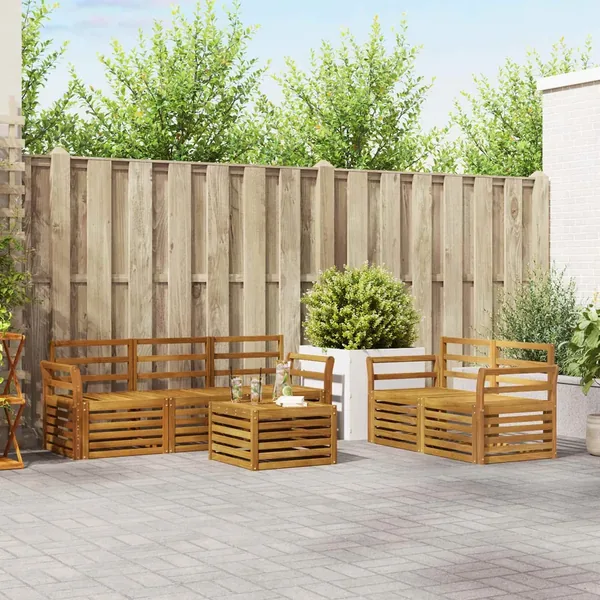 Ensembles de canapés 6 pcs Naturel Bois d'Acacia Massif
