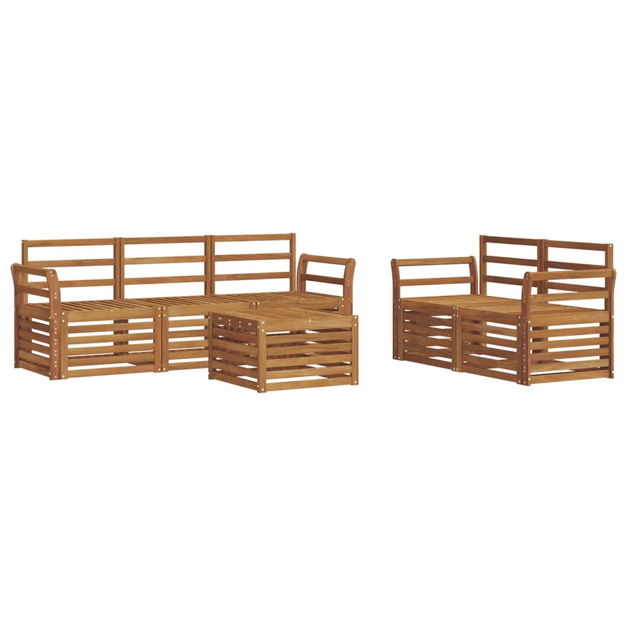 Ensembles de canapés 6 pcs Naturel Bois d'Acacia Massif - 2