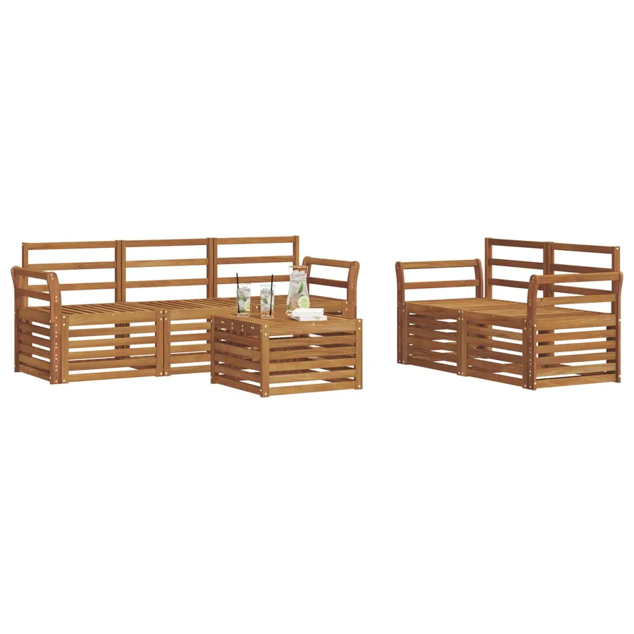 Ensembles de canapés 6 pcs Naturel Bois d'Acacia Massif - 3