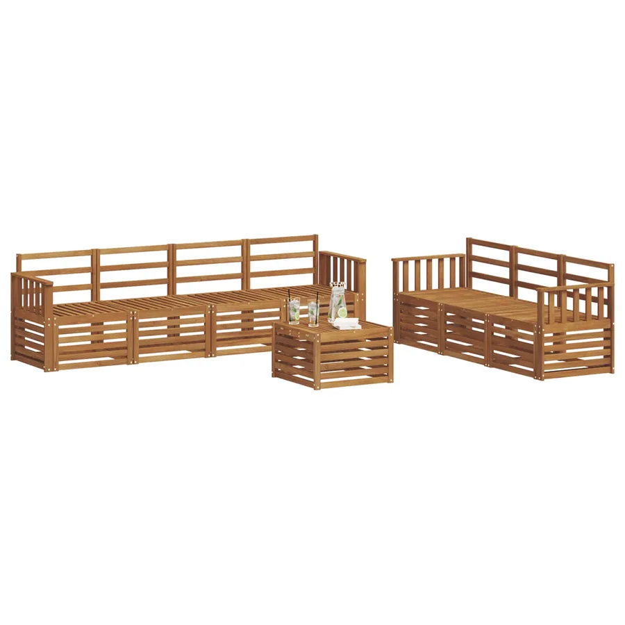 Ensembles de canapés 8 pcs Naturel Bois d'Acacia Massif - 3