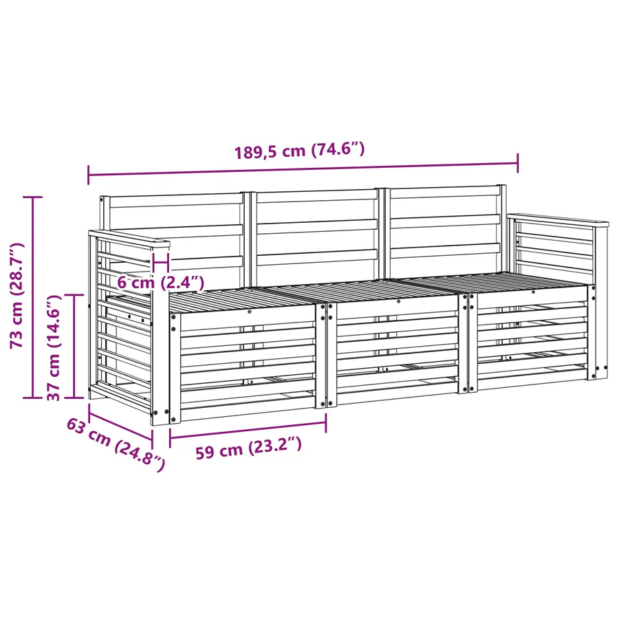 Ensembles de canapés 3 pcs Bois d'Acacia Massif - 6