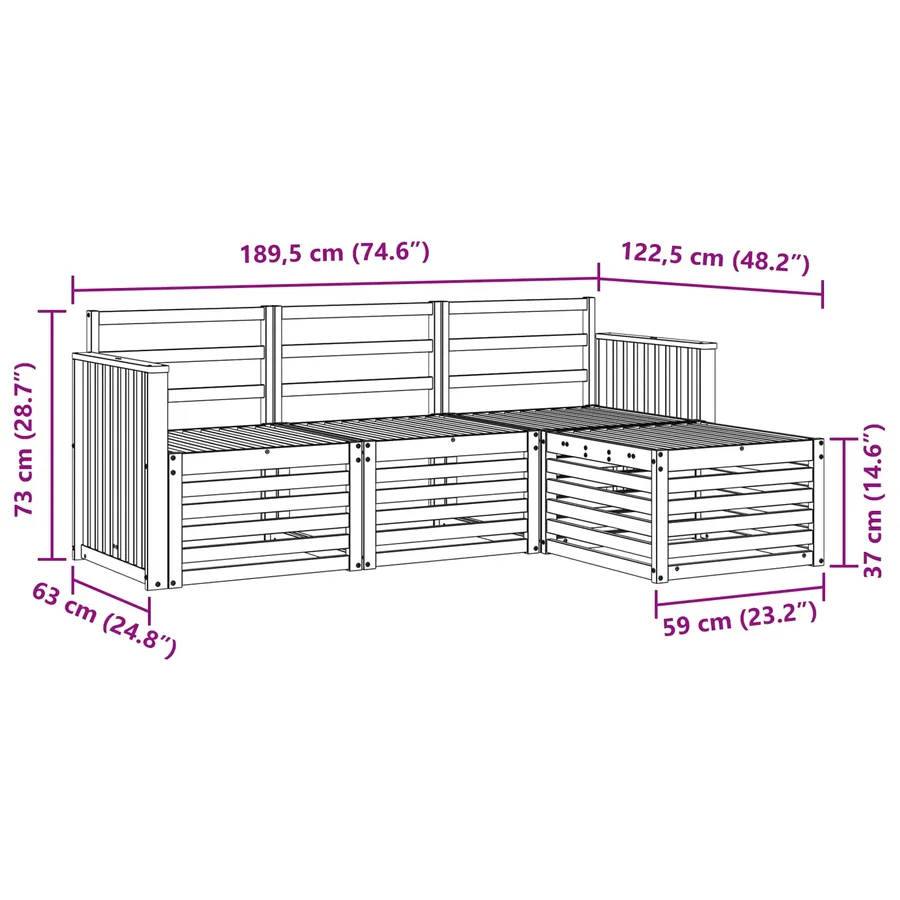 Ensemble de canapés d'extérieur 4 pcs Naturel - 8