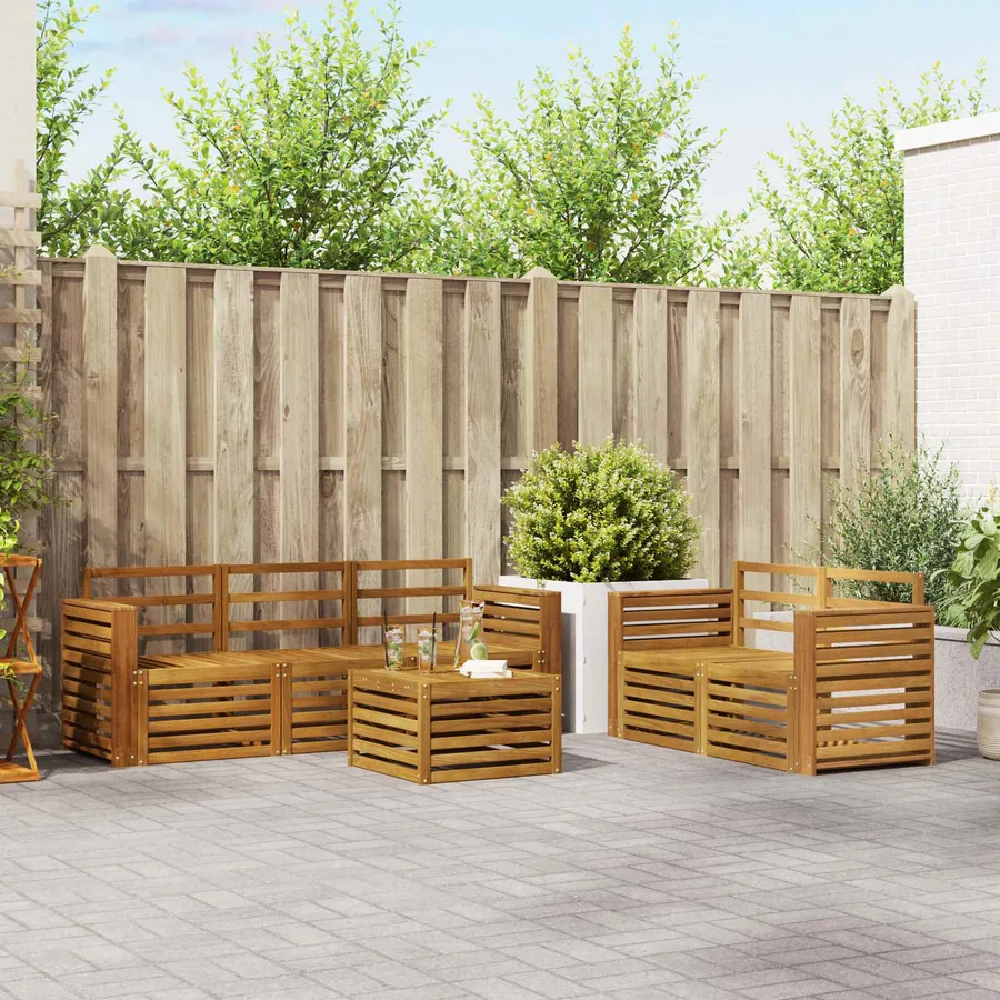 Ensembles de canapés 6 pcs Naturel Bois d'Acacia Massif