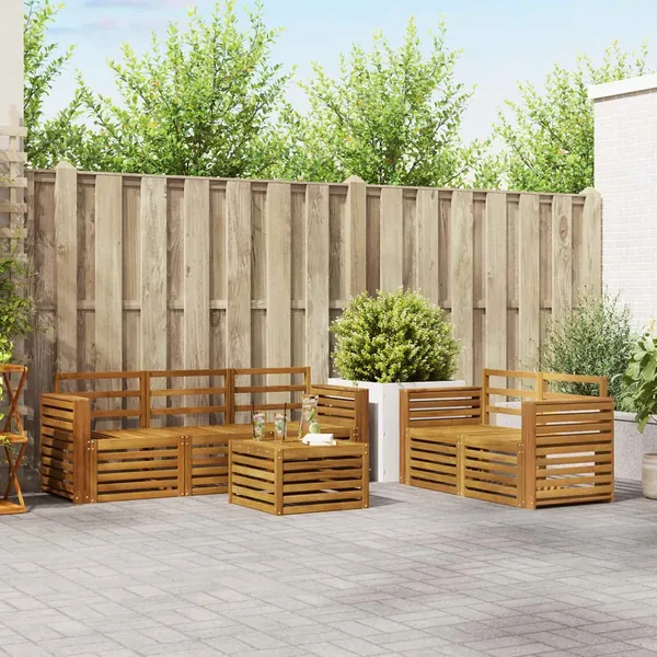 Ensembles de canapés 6 pcs Naturel Bois d'Acacia Massif
