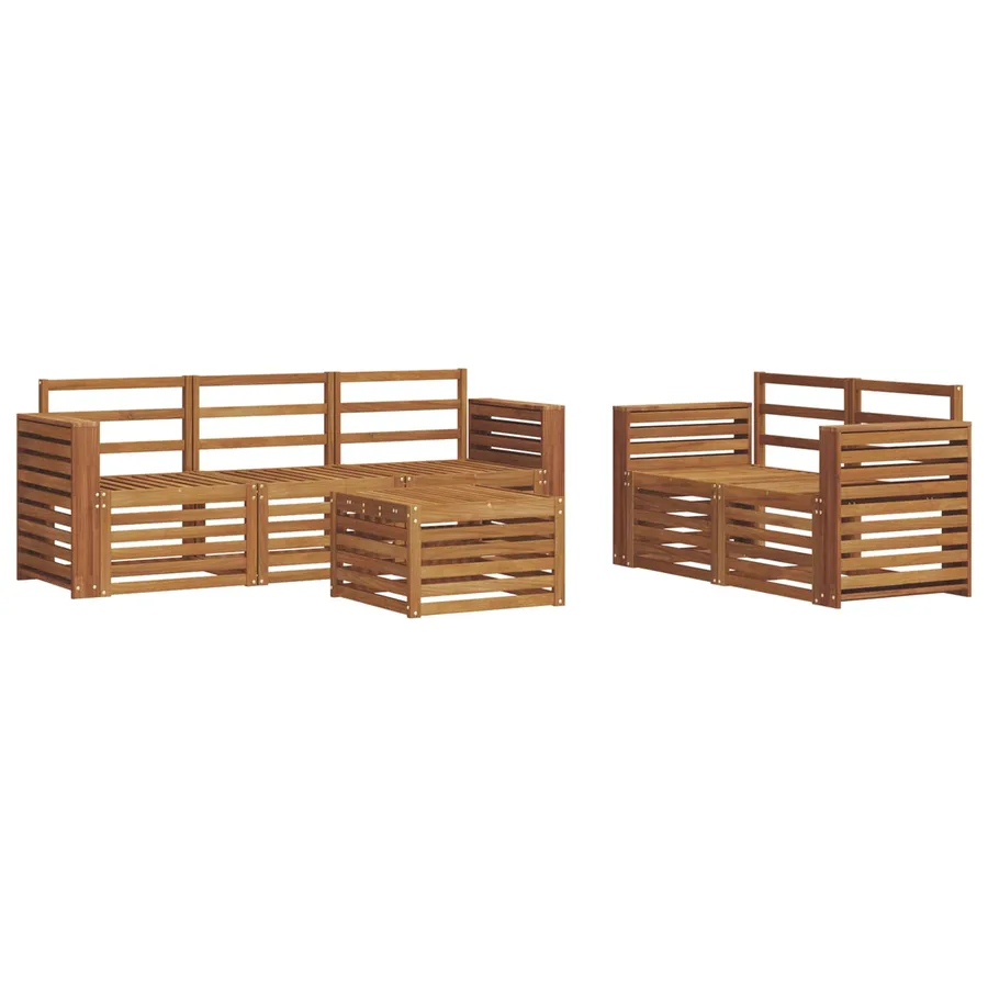 Ensembles de canapés 6 pcs Naturel Bois d'Acacia Massif - 2