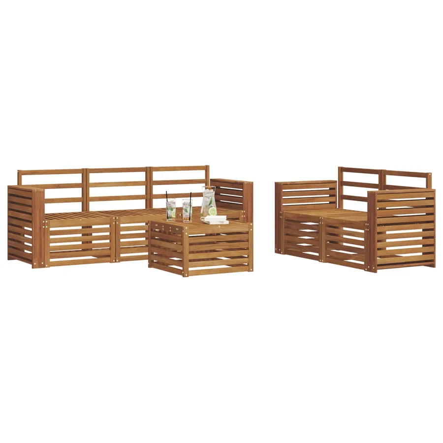 Ensembles de canapés 6 pcs Naturel Bois d'Acacia Massif - 3