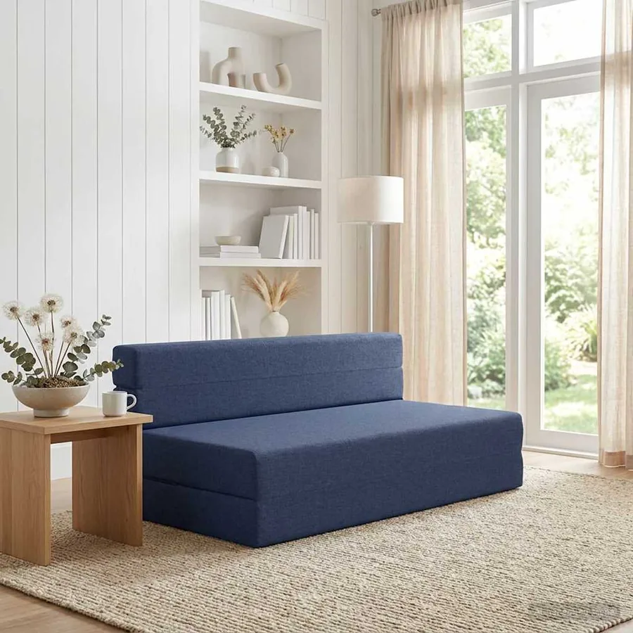 Canapé-lit pliable Bleu 152 x 86,5 x 60 cm Tissu