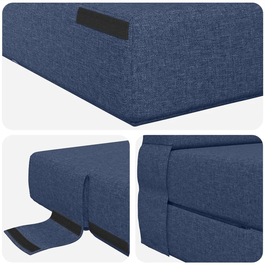 Canapé-lit pliable Bleu 152 x 86,5 x 60 cm Tissu - 6
