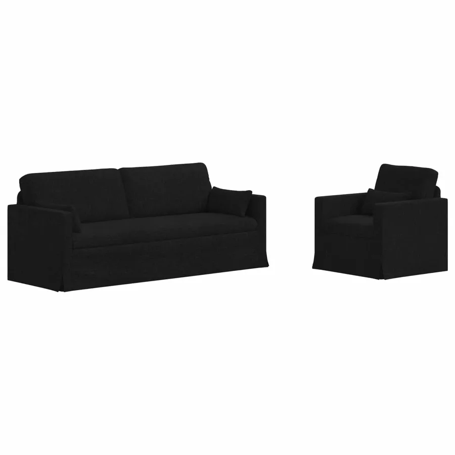 Ensemble de Canapés 2 pcs Noir 198 x 78 x 80 cm tissu - 2