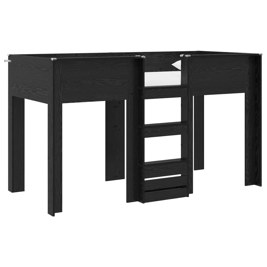Lit Superposé pour Enfants avec stockage Chêne noir 75 x 190 cm - 2