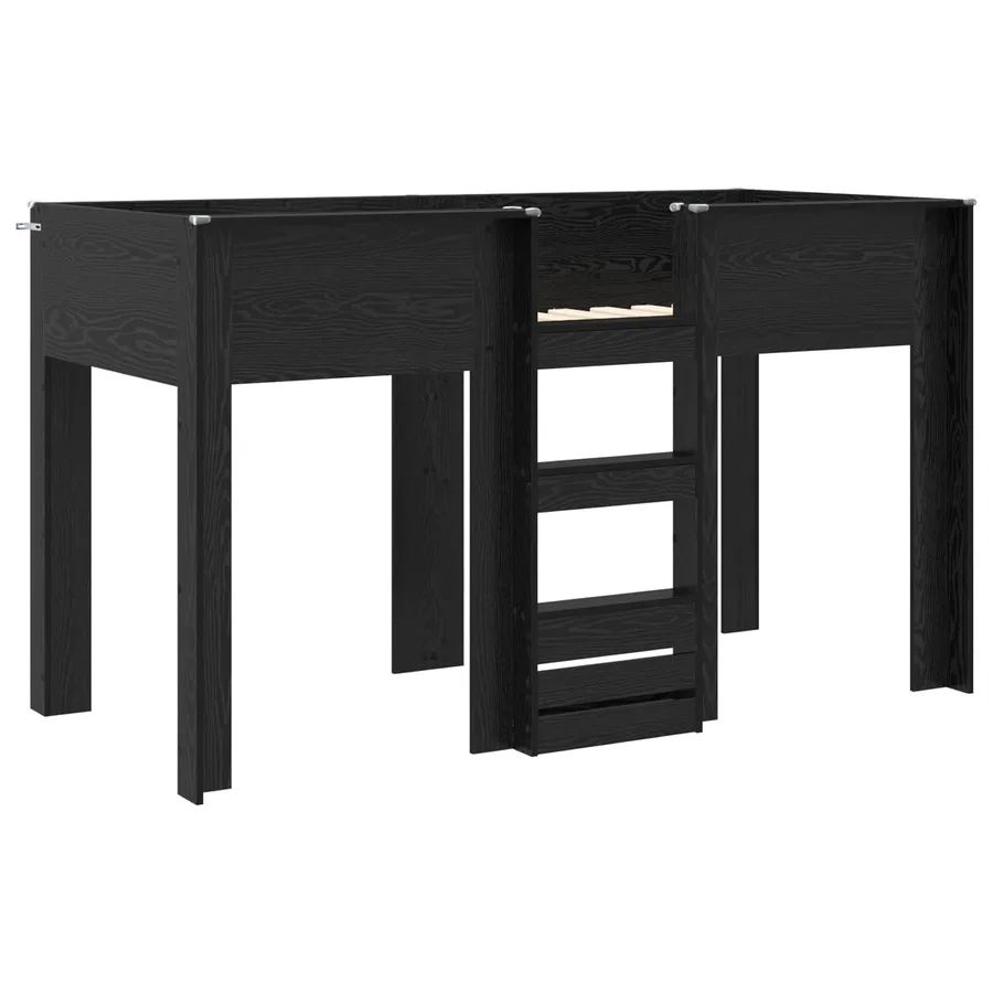 Lit Superposé pour Enfants avec stockage Chêne noir 75 x 190 cm - 4