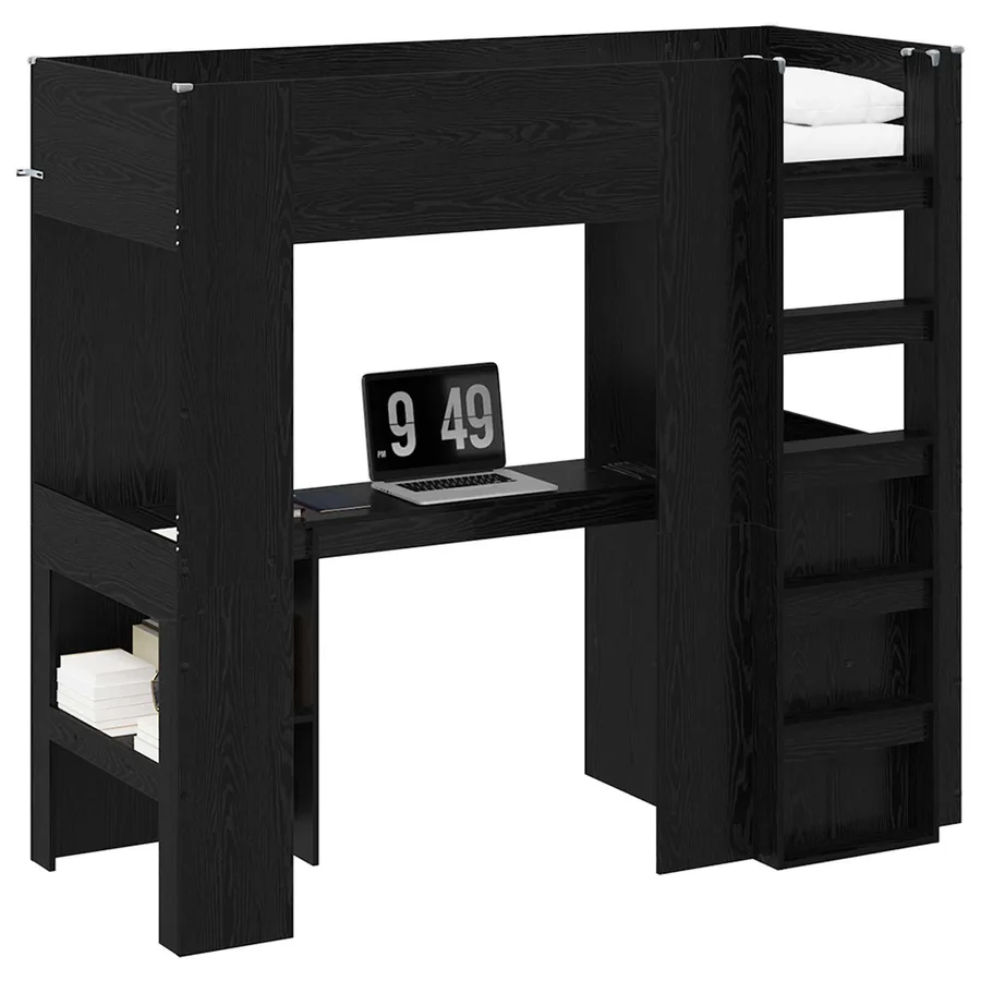 Cadre de lit superposé avec bureau Chêne noir 75 x 190 cm - 2