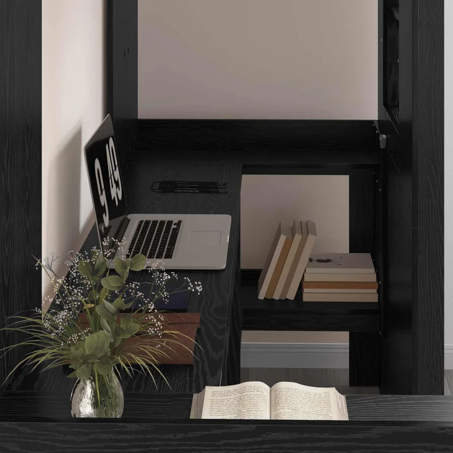 Cadre de lit superposé avec bureau Chêne noir 75 x 190 cm - 3