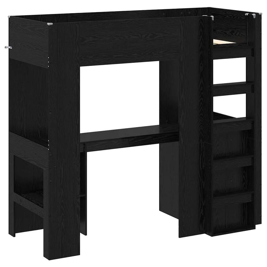 Cadre de lit superposé avec bureau Chêne noir 75 x 190 cm - 4