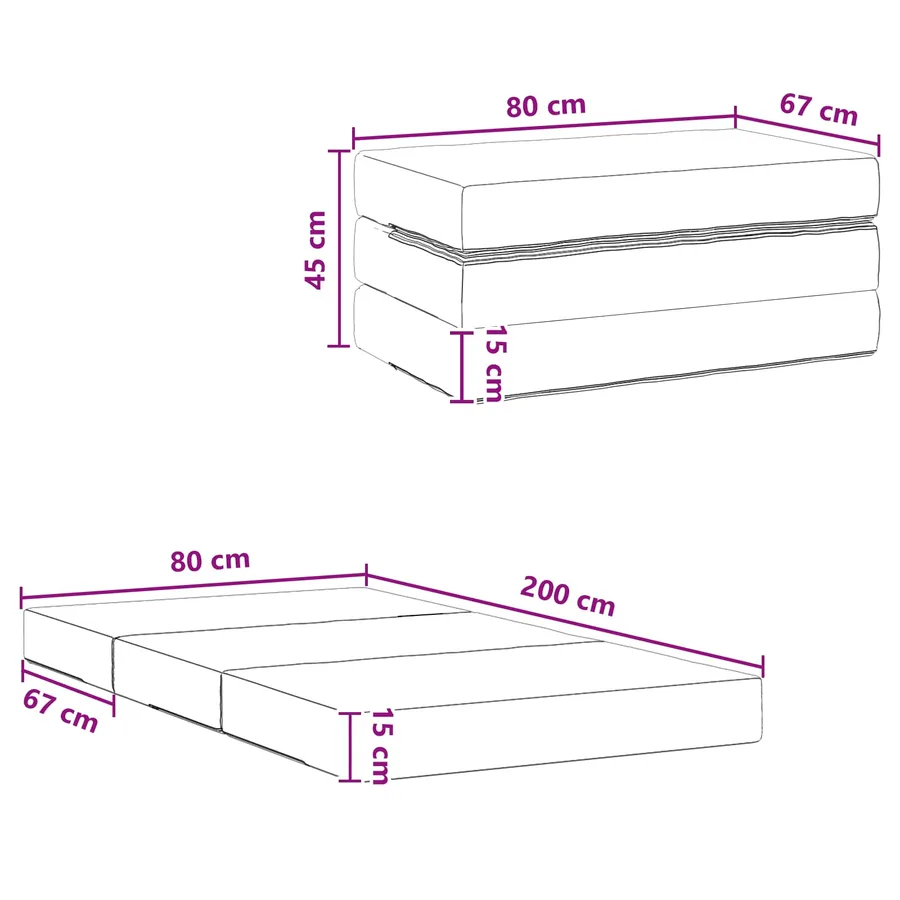 Canapé-lit pliable 80 x 67 x 45 cm Gris clair - 8