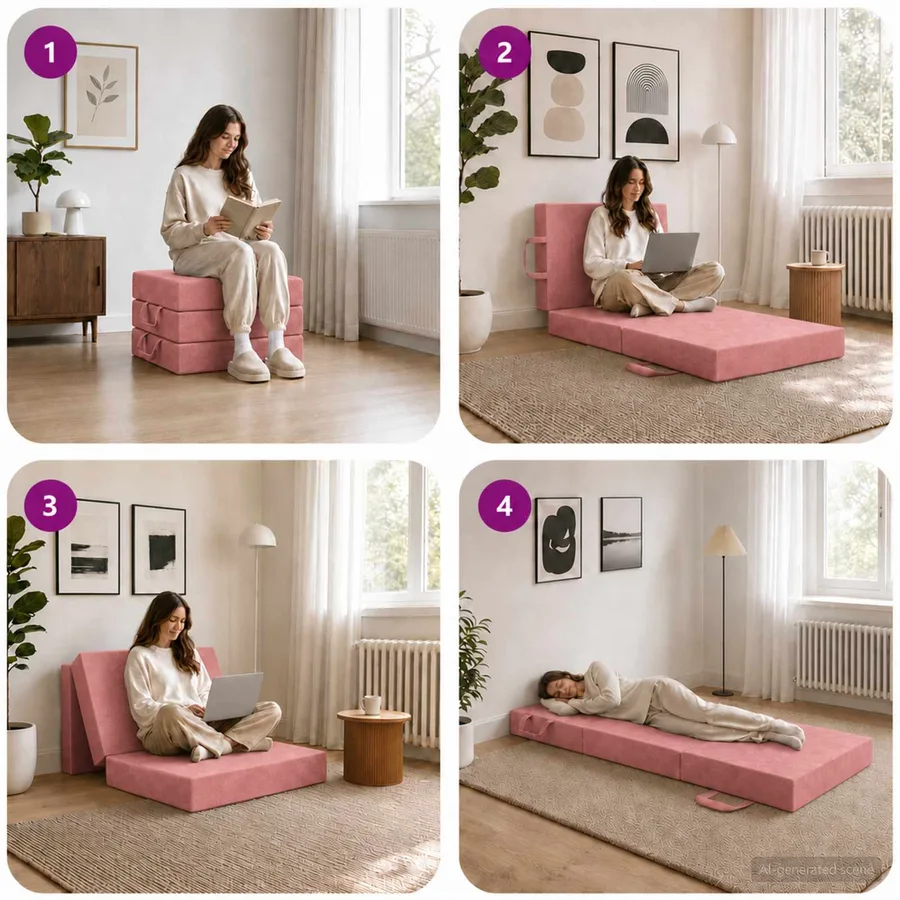 Canapé-lit pliable 75 x 67 x 45 cm Rose - 9