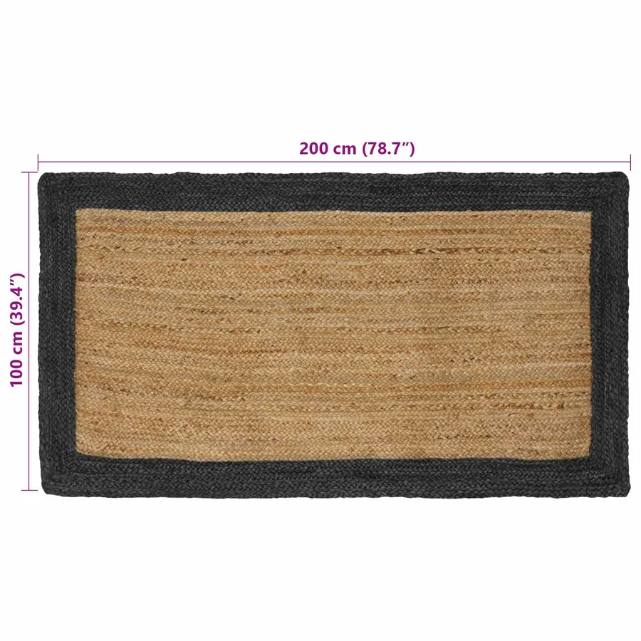 Tapis de surface Gris foncé 100 x 200 cm Jute - 8