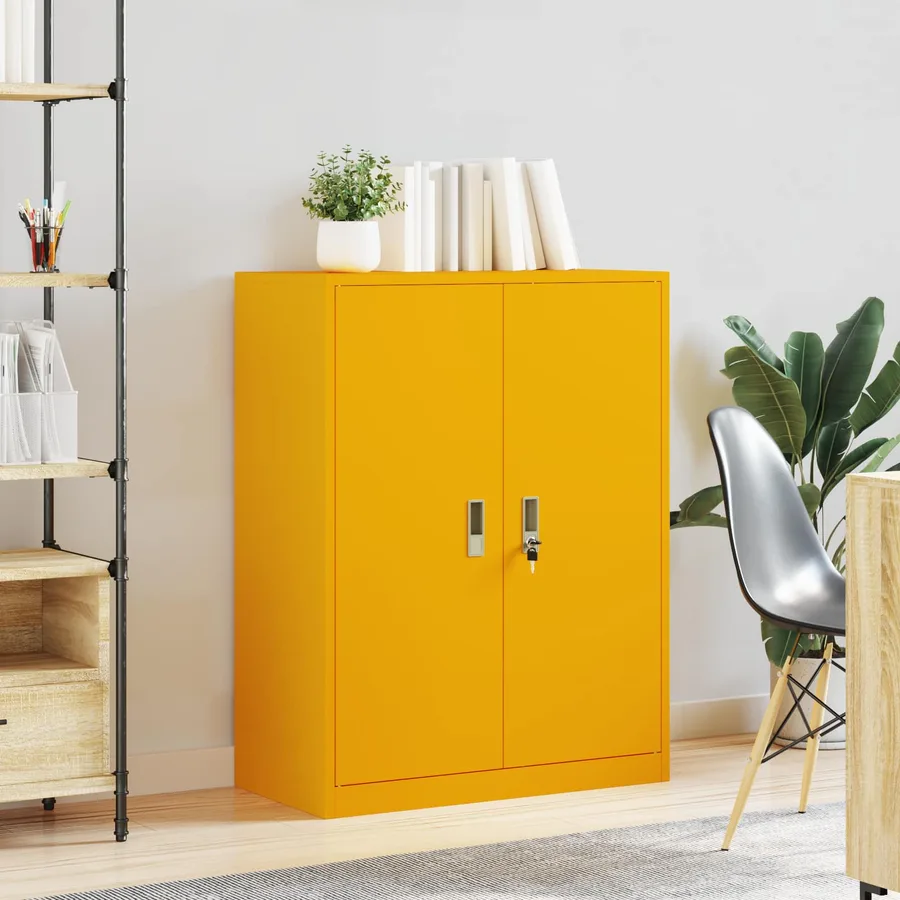 Armoire de rangement Jaune moutarde 80 x 40 x 105 cm Acier - 4