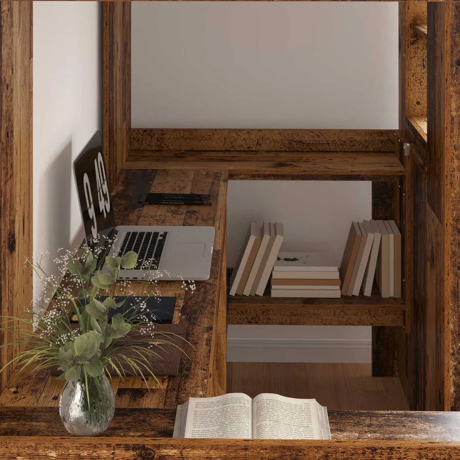 Cadre de lit superposé avec bureau Bois ancien 80 x 200 cm - 3
