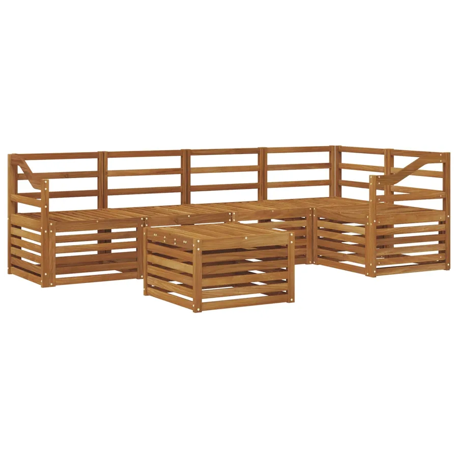 Ensemble de canapé d'angle 6 pcs Naturel Bois d'Acacia Massif - 2