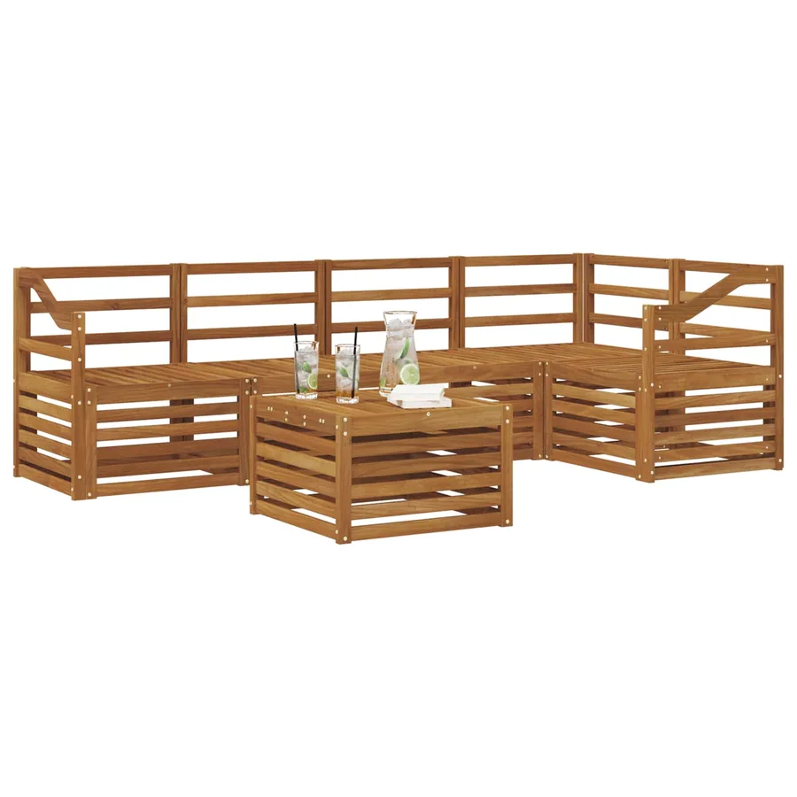 Ensemble de canapé d'angle 6 pcs Naturel Bois d'Acacia Massif - 3