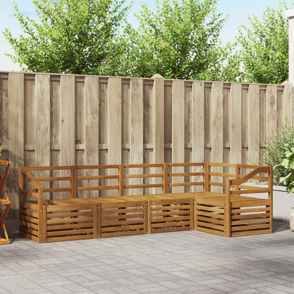 Ensemble de canapé d'angle 5 pcs Naturel Bois d'Acacia Massif