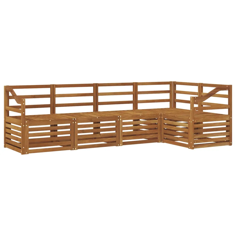 Ensemble de canapé d'angle 5 pcs Naturel Bois d'Acacia Massif - 2