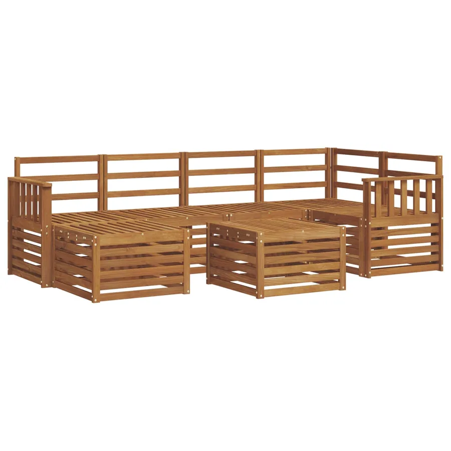 Ensemble de canapé d'angle 7 pcs Naturel Bois d'Acacia Massif - 2
