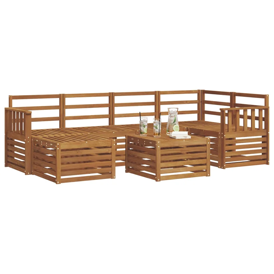 Ensemble de canapé d'angle 7 pcs Naturel Bois d'Acacia Massif - 3