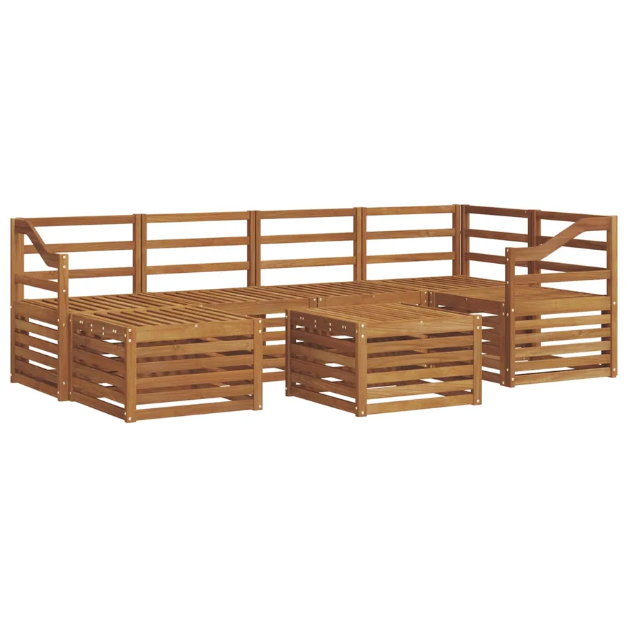 Ensemble de canapé d'angle 7 pcs Naturel Bois d'Acacia Massif - 2