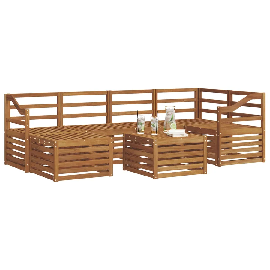 Ensemble de canapé d'angle 7 pcs Naturel Bois d'Acacia Massif - 3