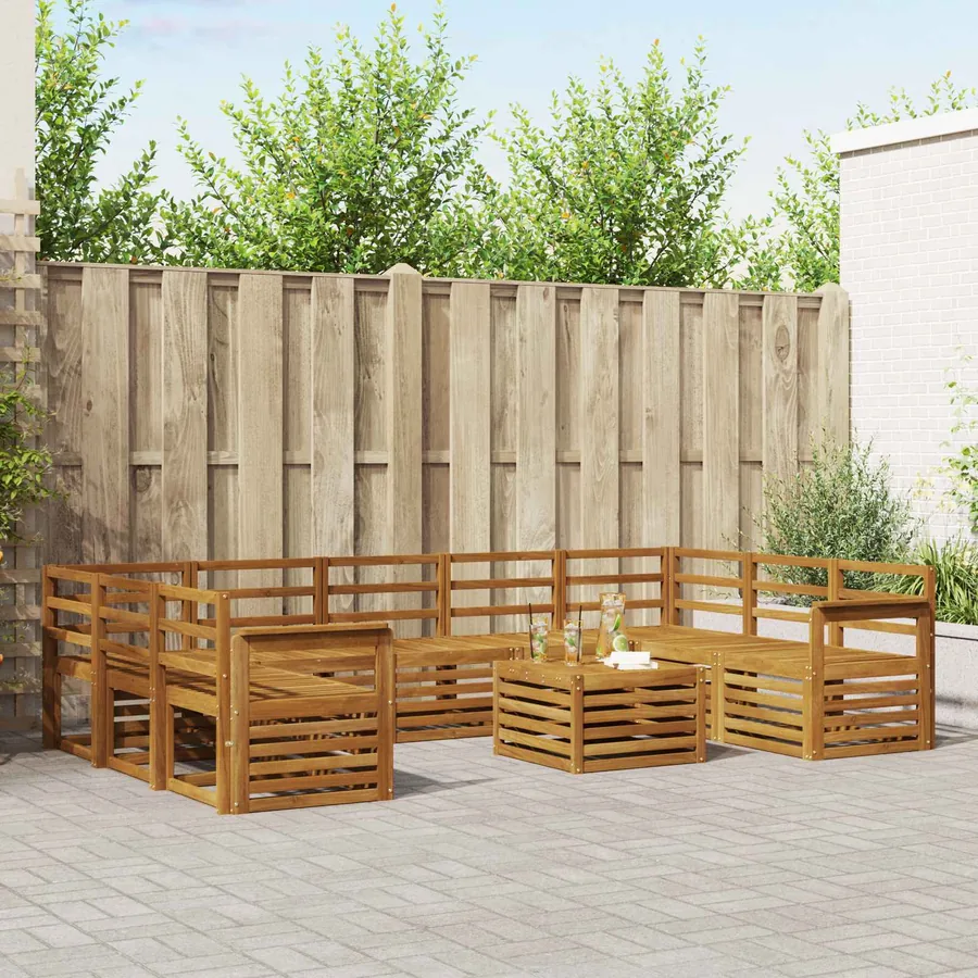 Ensembles de canapés 10 pcs Naturel Bois d'Acacia Massif