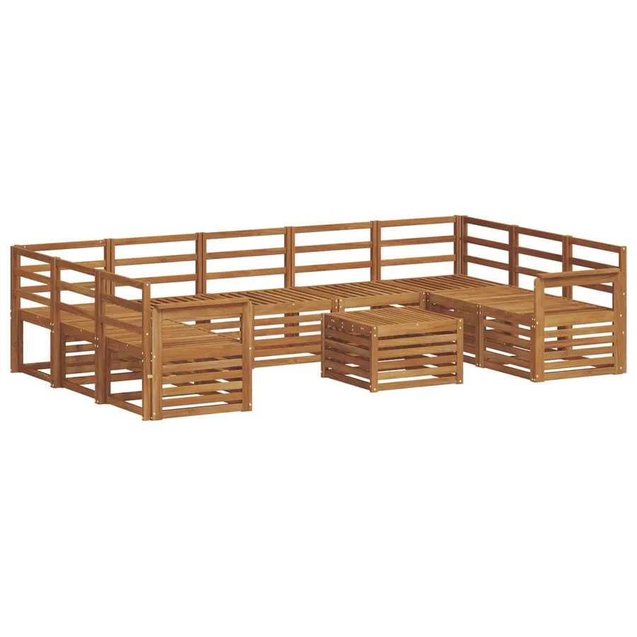 Ensembles de canapés 10 pcs Naturel Bois d'Acacia Massif - 2