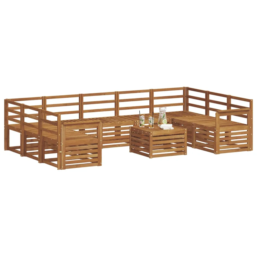 Ensembles de canapés 10 pcs Naturel Bois d'Acacia Massif - 3