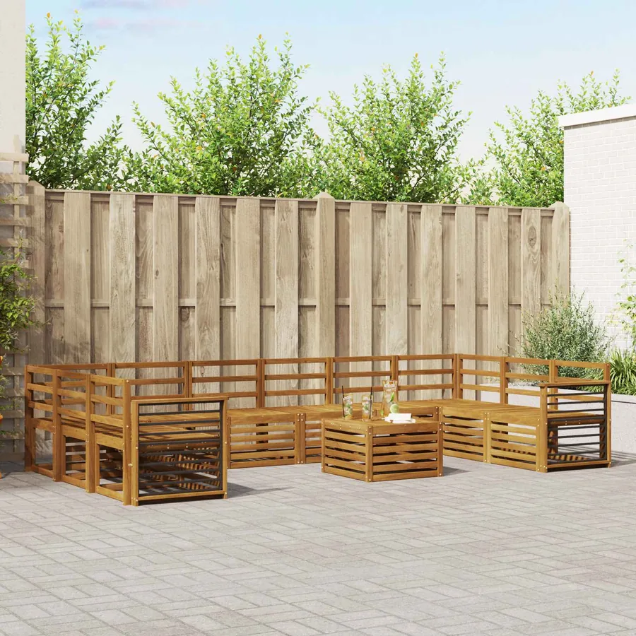 Ensembles de canapés 11 pcs Naturel Bois d'Acacia Massif