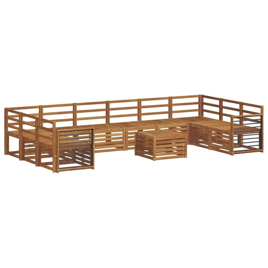 Ensembles de canapés 11 pcs Naturel Bois d'Acacia Massif - 2