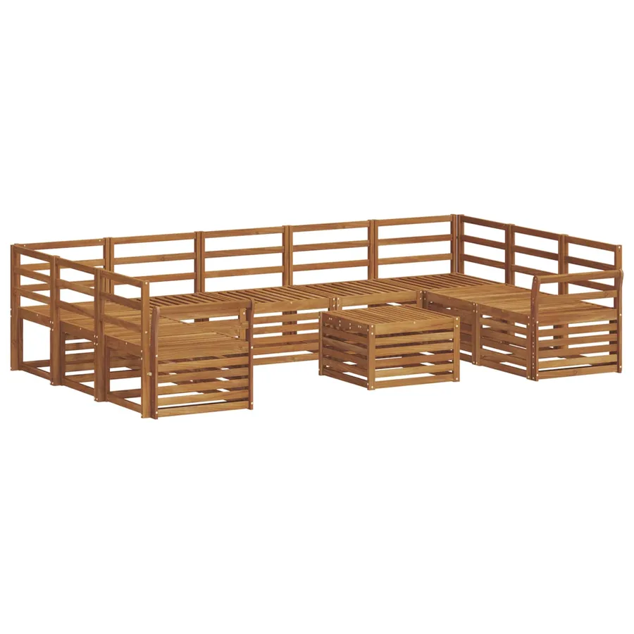 Ensembles de canapés 10 pcs Naturel Bois d'Acacia Massif - 2