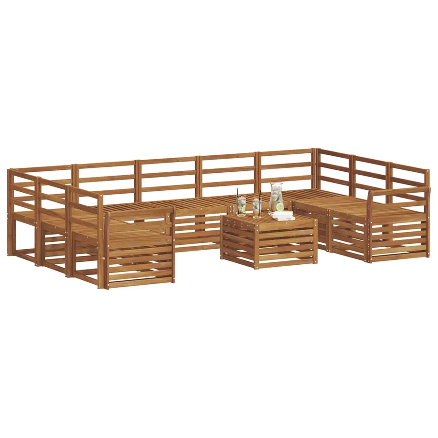 Ensembles de canapés 10 pcs Naturel Bois d'Acacia Massif - 3