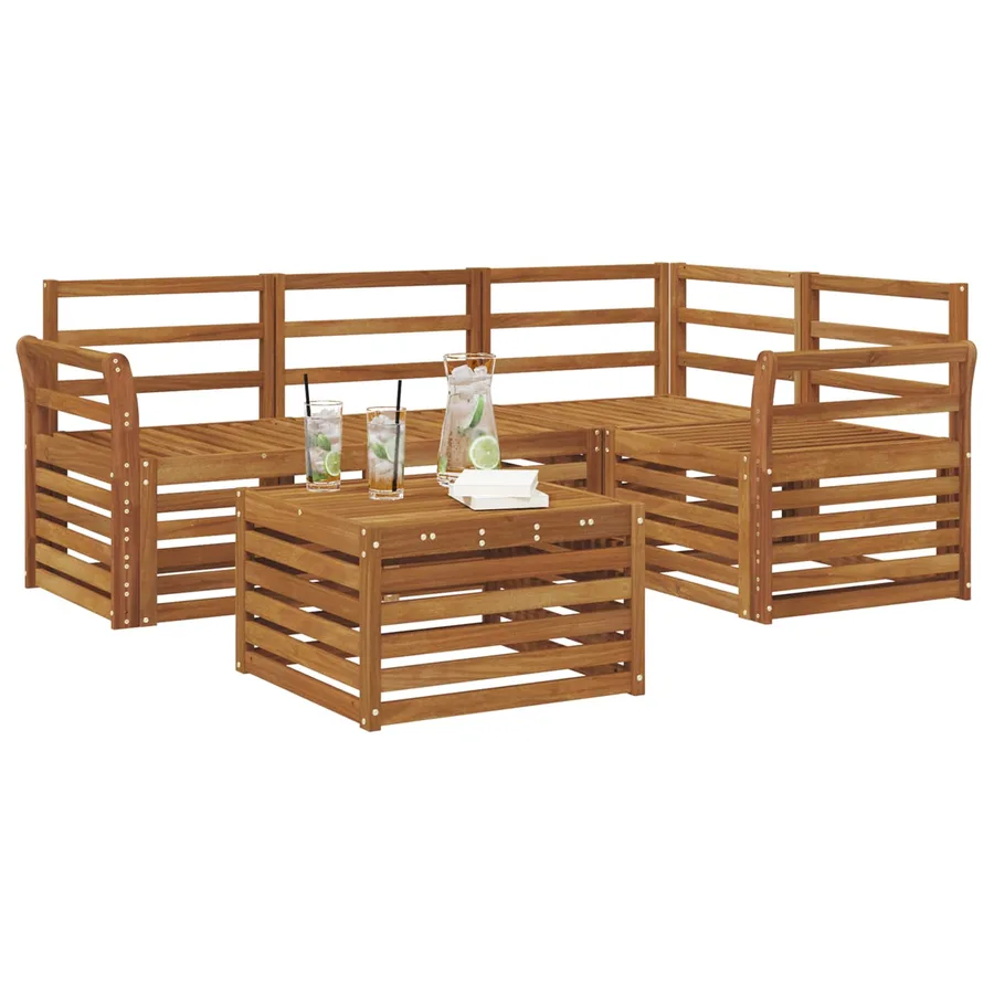 Ensemble de canapés d'extérieur 5 pcs Naturel - 3