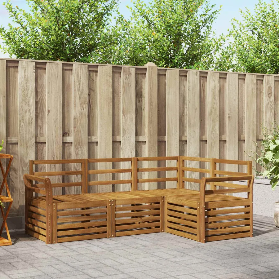 Ensembles de canapés 4 pcs Naturel Bois d'Acacia Massif