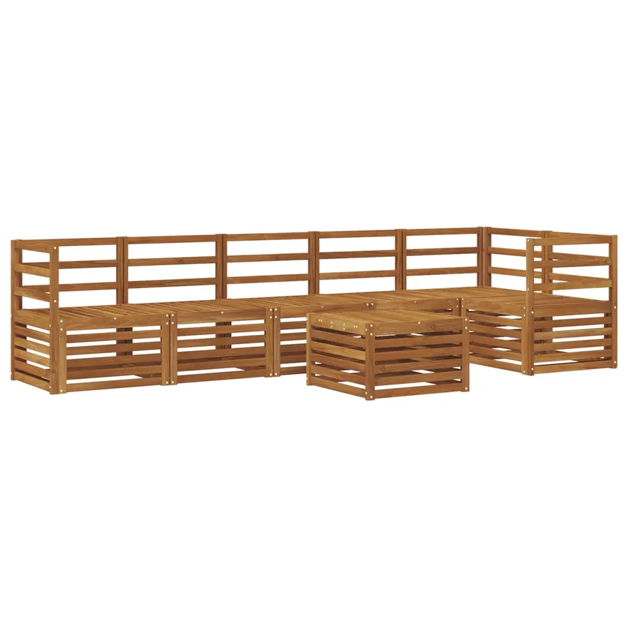 Ensemble de canapé d'angle 7 pcs Naturel Bois d'Acacia Massif - 2