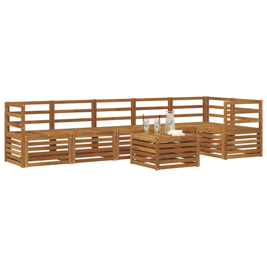 Ensemble de canapé d'angle 7 pcs Naturel Bois d'Acacia Massif - 3
