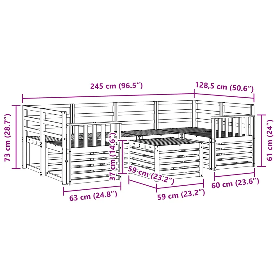 Ensemble de canapés d'extérieur 7 pcs Naturel - 10