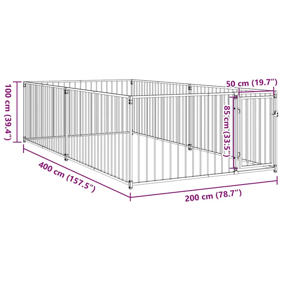 Chenil d'extérieur pour chiens 200 x 400 x 100 cm - 7