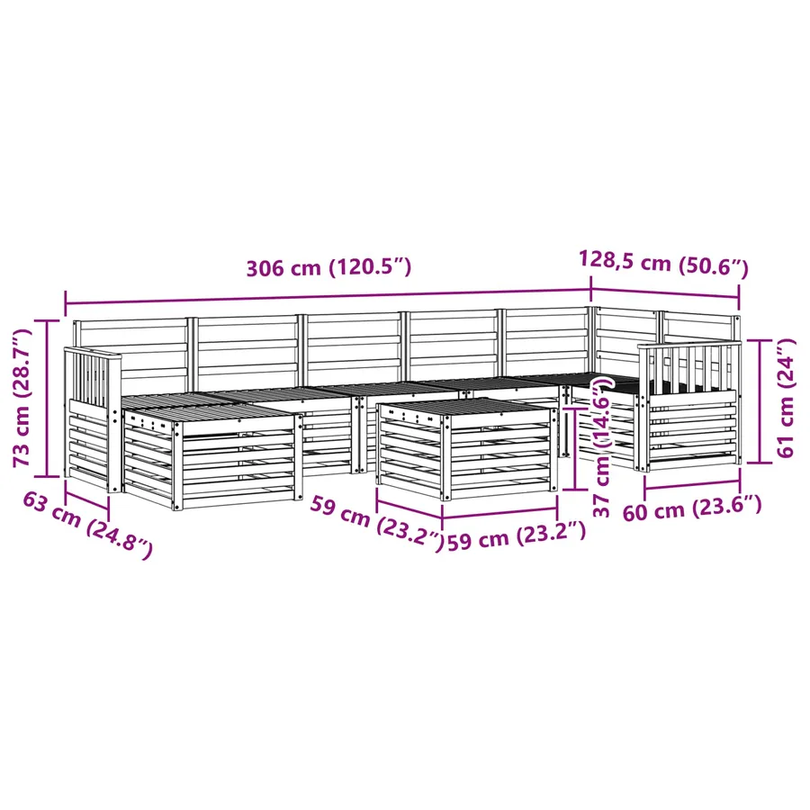 Ensemble de canapés d'extérieur 8 pcs Naturel - 12