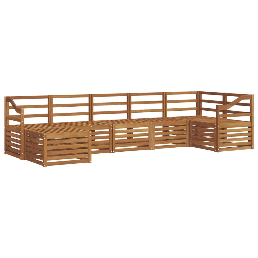 Ensemble de canapé d'angle 7 pcs Naturel Bois d'Acacia Massif - 2